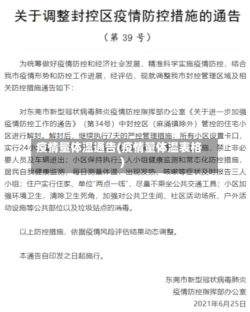 疫情量体温通告(疫情量体温表格)
